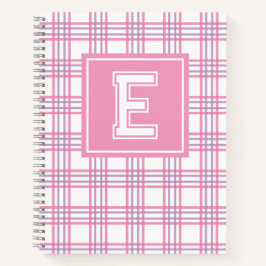 Cuaderno Cuadrícula Preppy Monograma Rosa Púrpura