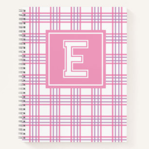 Cuaderno Cuadrícula Preppy Monograma Rosa Púrpura