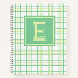 Cuaderno Cuadrícula Preppy Universitaria Monograma Verde Li