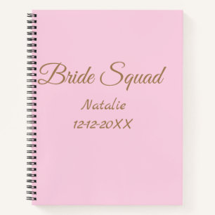 Cuaderno Cuadrilla de dama de honor dorada rosa agregar nom