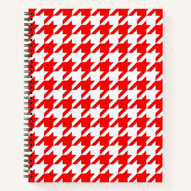 Cuaderno Cuadro de Piedra Houndstooth Rojo y Blanco (Anverso)