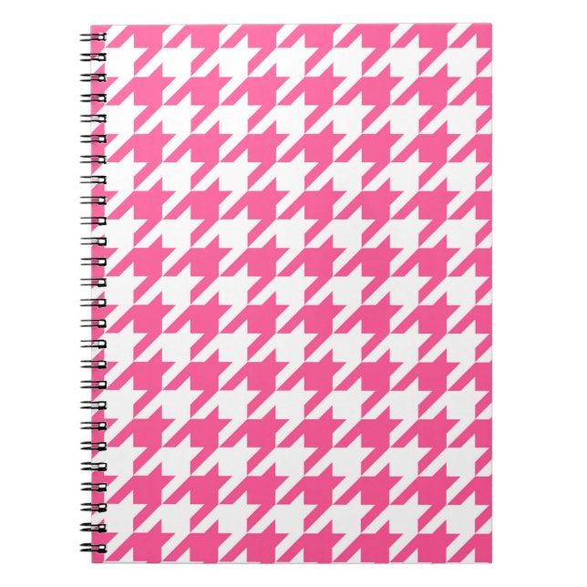 Cuaderno Cuadro de Piedra Houndstooth Rosa y Blanco (Frente)