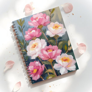 Cuaderno Cuadro de ramo de flores de peonías rosas