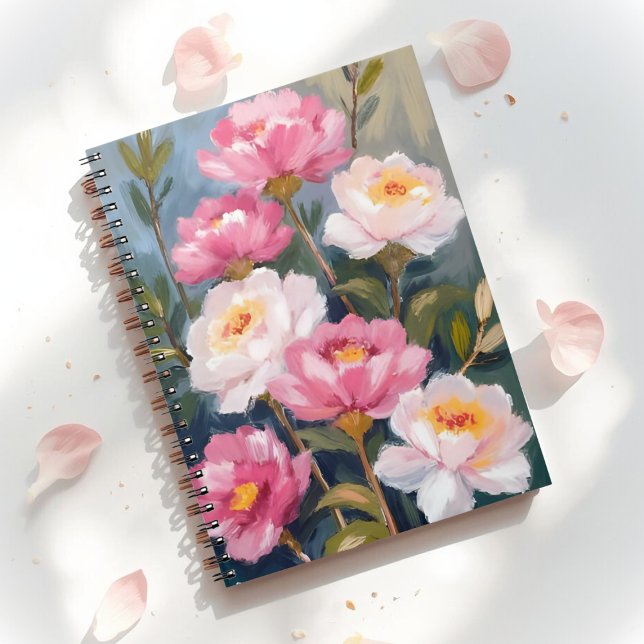 Cuaderno Cuadro de ramo de flores de peonías rosas (Subido por el creador)