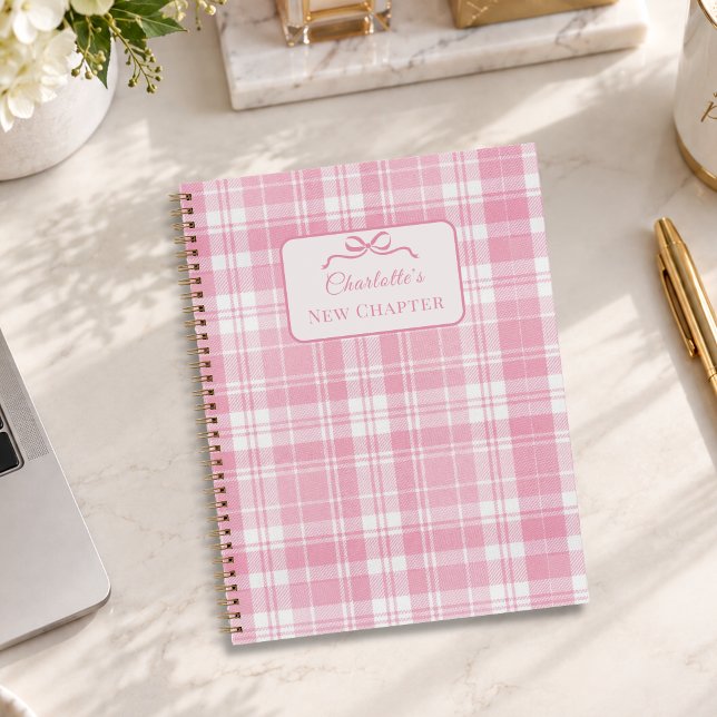 Cuaderno Cuadro Escocés Lazo Rosa Nuevo Capítulo (Subido por el creador)
