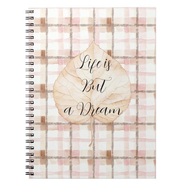 Cuaderno Cuadro rosa marrón blanco Hojas de rayas (Frente)