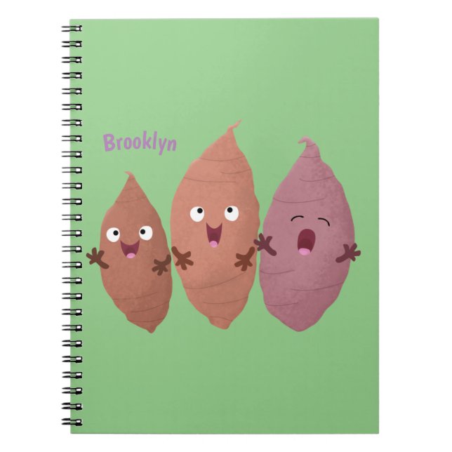 Cuaderno Cuadros cantando batatas personalizado verduras (Frente)