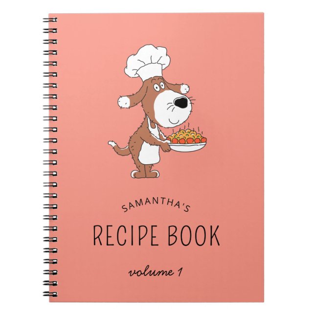 Cuaderno Cuadros Chef Cocinero Perro Cachorro Libro De Rece (Frente)