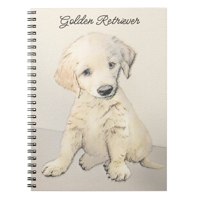 Cuaderno Cuadros De Cachorro Dorado - Arte Original De Perr (Frente)
