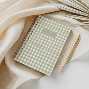 Cuaderno Cuadros de Gingham Verde Tartán Acuarela Orgánica
