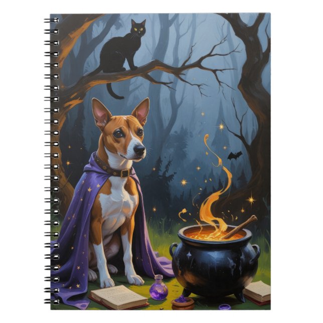 Cuaderno Cuadros de Halloween de Basenji Dog (Frente)