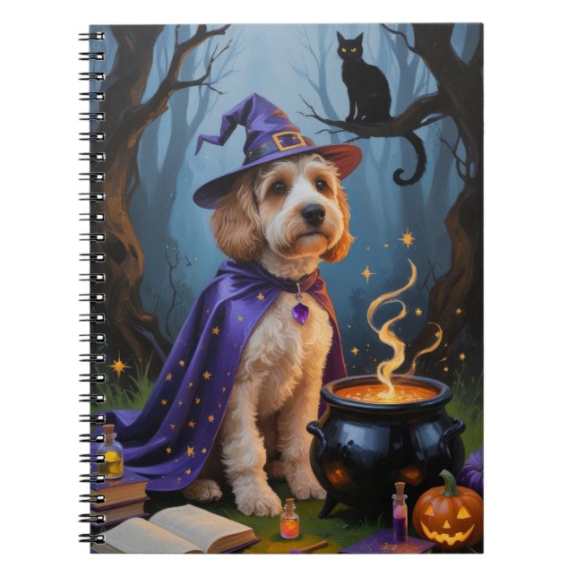 Cuaderno Cuadros de Halloween de la época de Cockapoo Dog (Frente)