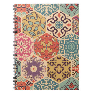 Cuaderno Cuadros de mosaico de mosaicos de colores sin foco
