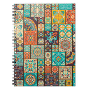 Cuaderno Cuadros de mosaico de mosaicos de colores sin foco