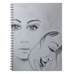 Cuaderno Cuadros de papel con máscaras felices y tristes