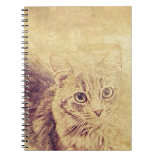 Cuaderno Cuadros gatos de amor boceto de lápiz grisáceo gat