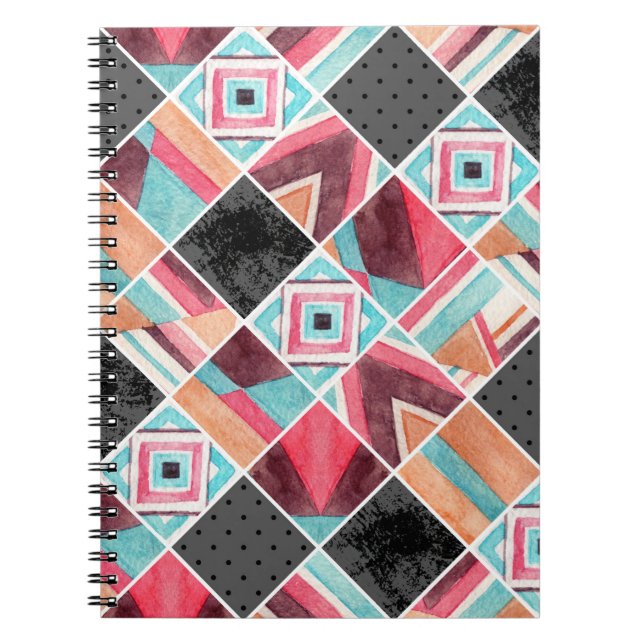 Cuaderno Cuadros geométricos, acuarela (Frente)