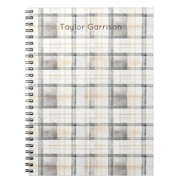Cuaderno Cuadros Gris Amarillo Crema Rayas (Frente)