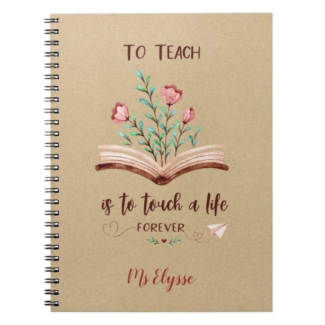Cuaderno Cuadros para profesores - Citas rusticas de Kraft (Frente)