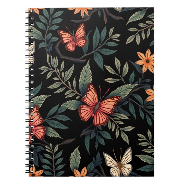 Cuaderno Cuadros portátiles con patrón de mariposa elegante (Frente)