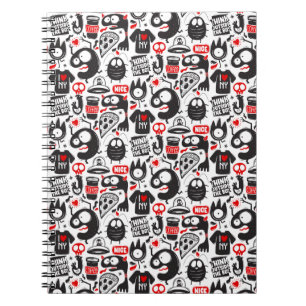 Cuaderno Cuadros raros de monstruos negros y rojos