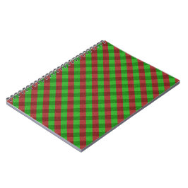 Cuaderno Cuadros rojos y verdes con purpurina