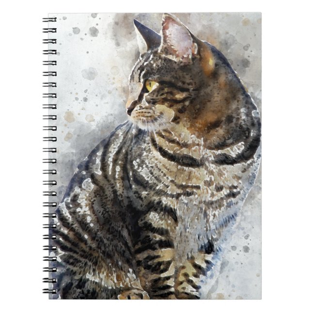 Cuaderno Cuadros Tabby Cat Watercolor Art (Frente)