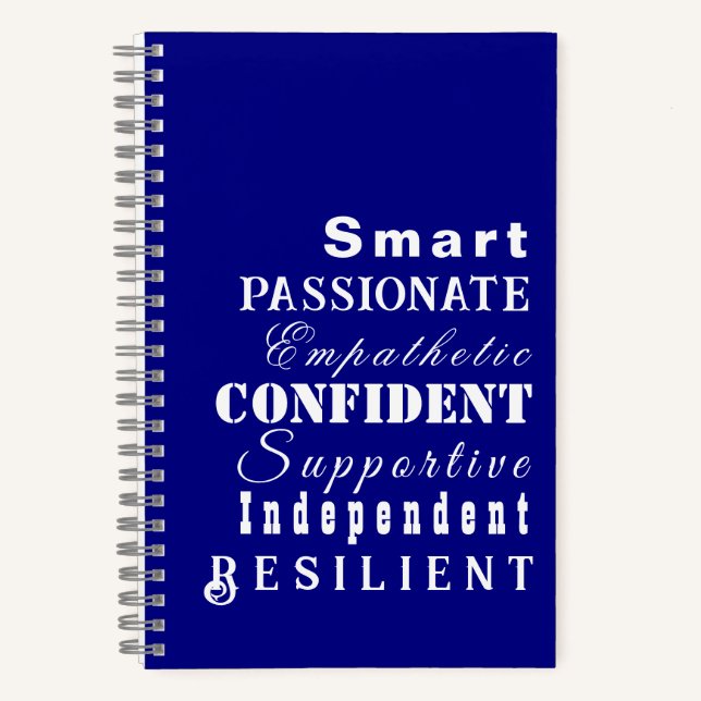 Cuaderno Cualidades de las grandes mujeres azules (Anverso)