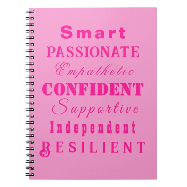 Cuaderno Cualidades de las grandes mujeres rosadas (Frente)