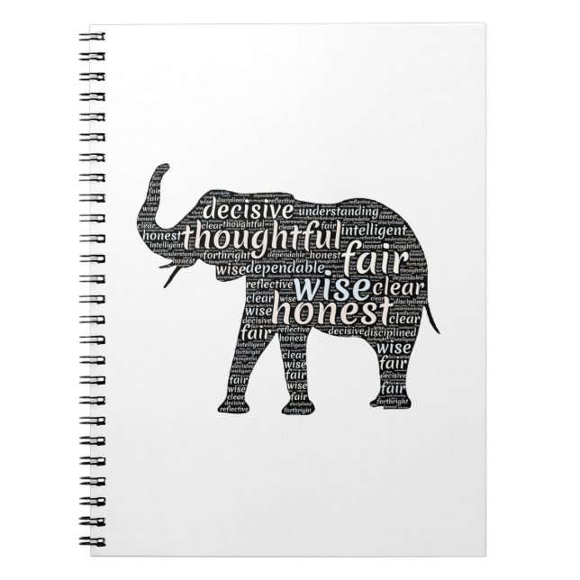 Cuaderno Cualidades de una nube de palabras de elefante (Frente)