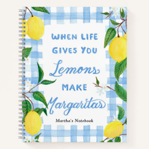 Cuaderno Cuando la vida te da limones acuarela Gingham