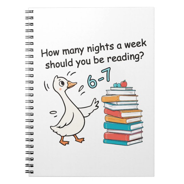 Cuaderno Cuántas noches a la semana deberías leer 6-7 (Frente)