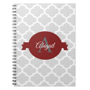Cuaderno Cuartel portátil personalizado de cuatrefoil rojo
