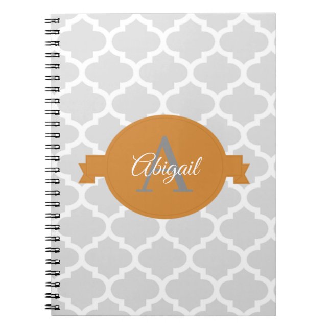 Cuaderno Cuatrefoil naranja portátil personalizado (Frente)