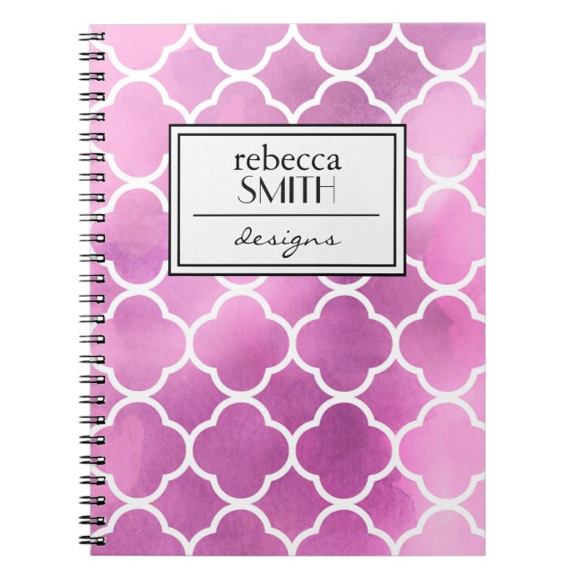 Cuaderno Cuatrefoil rosa, láminas de plástico, enrejado, ac (Frente)