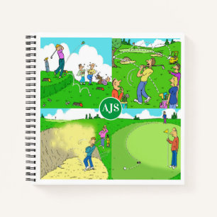 Cuaderno Cuatro divertidas caricaturas de golf.