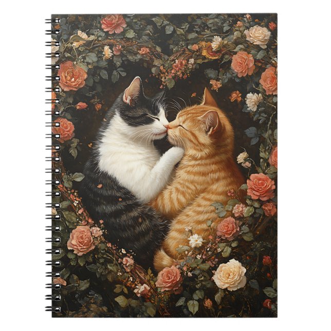 CUADERNO CUATRO GATOS EN EL CORAZÓN FLORAL (Frente)