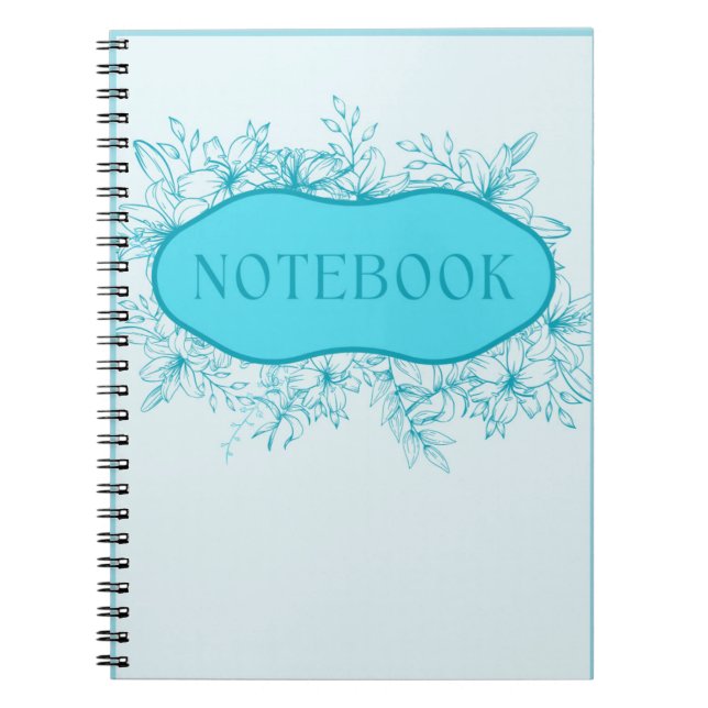 Cuaderno Cubierta azul floral para portátiles (Frente)