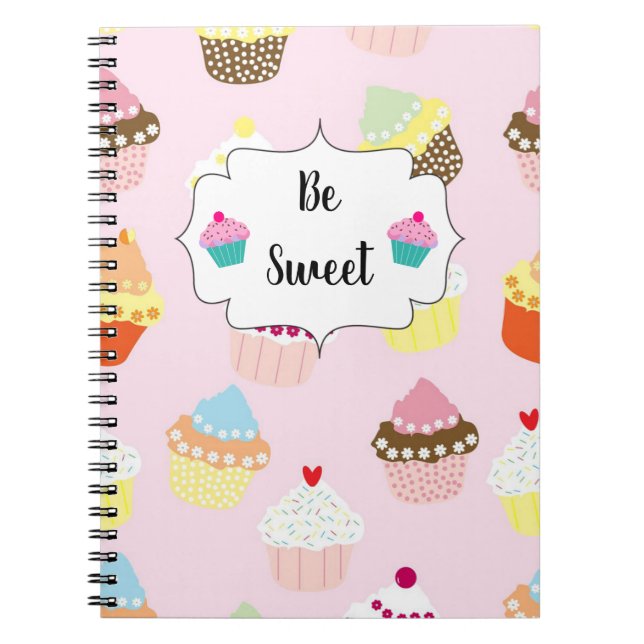 Cuaderno Cubierta Cupcake Patrón de pastel dulce Pastel (Frente)