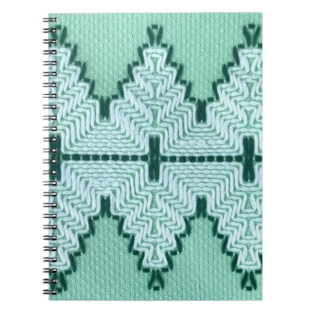 Cuaderno Cubierta de hilados textiles retro, pulso gráfico. (Frente)
