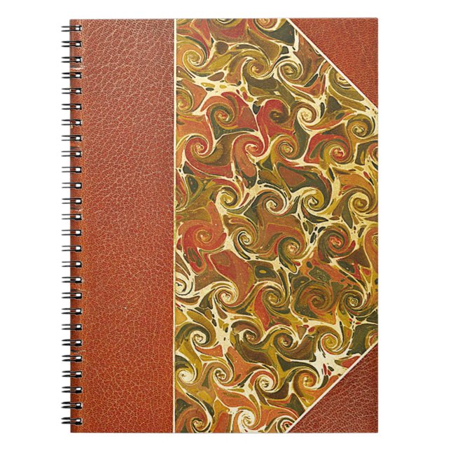Cuaderno Cubierta de libro antiguo con patrón de remolino o (Frente)