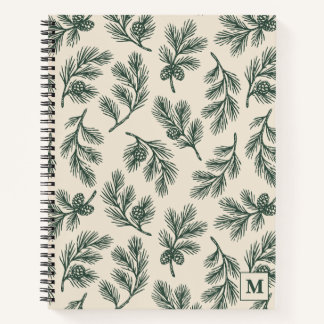 Cuaderno Cubierta de piña y acento de monograma verde y mar
