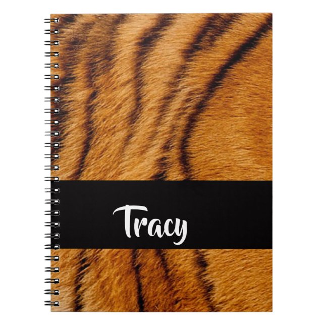 Cuaderno Cubierta de tigre de nombre personalizado (Frente)