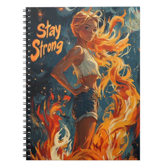 Cuaderno Cubierta del diario "Stay Strong" - Portátil motiv (Frente)