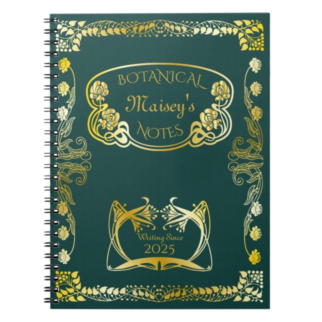 Cuaderno Cubierta del libro Art Nouveau Motifs botánicos Go (Frente)