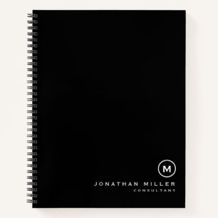 Cuaderno Cubierta dura del Monograma Blanco Negro Profesion