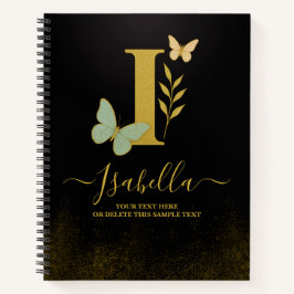 Cuaderno Cubierta para portátiles con mariposa Gold Letter