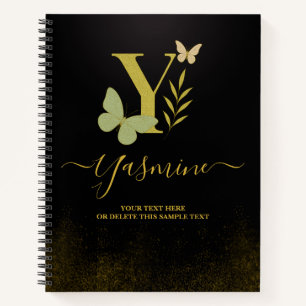 Cuaderno Cubierta para portátiles con mariposa y carta dora