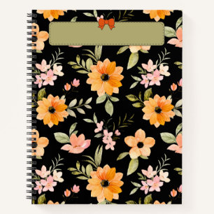 Cuaderno Cubierta para portátiles de color acuático floral 