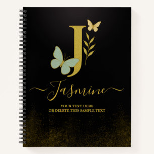 Cuaderno Cubierta para portátiles de mariposa J Carta dorad